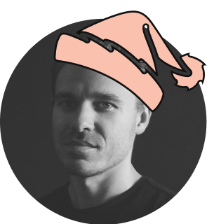 Ariel, with a festive holiday hat drawn on