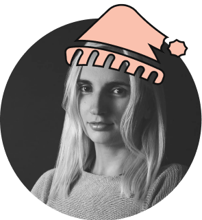 Gosia, with a festive holiday hat drawn on